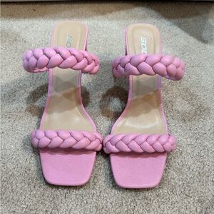 Pink Braided Heels